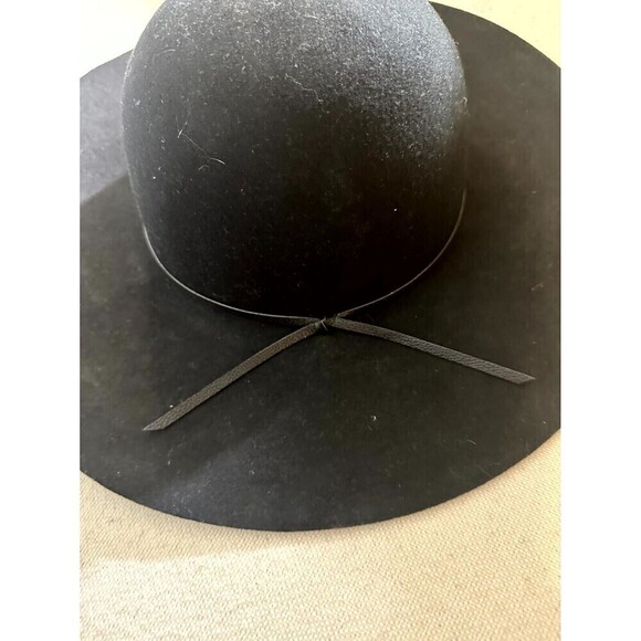 Wool Floppy Hat with Attached Leather Wrap Around Trim One Size - Picture 2 of 10